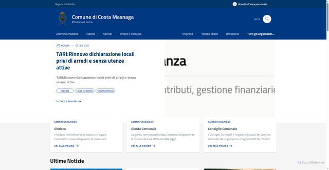 Security scan screenshot of https://comune.costamasnaga.lc.it/