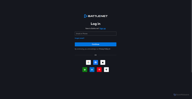 Security scan screenshot of https://account.battle.net/