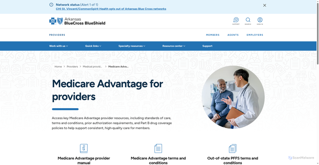 Security scan screenshot of https://www.arkansasbluecross.com/providers/medical/medicare