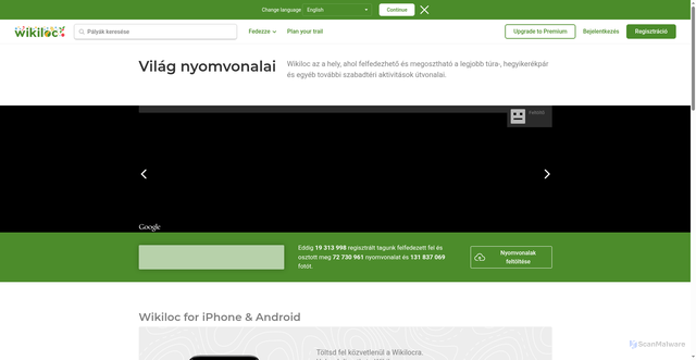 Security scan screenshot of https://hu.wikiloc.com