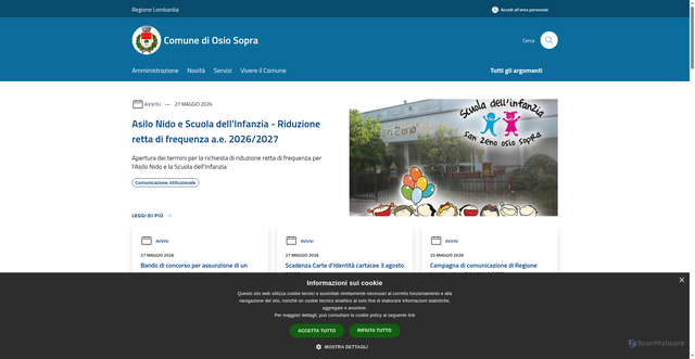 Security scan screenshot of https://www.comune.osiosopra.bg.it