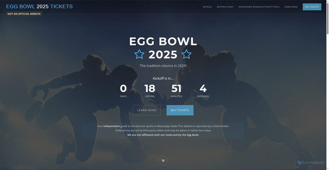 Security scan screenshot of https://www.eggbowl2021.com/