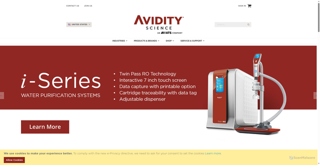 Security scan screenshot of https://avidityscience.com