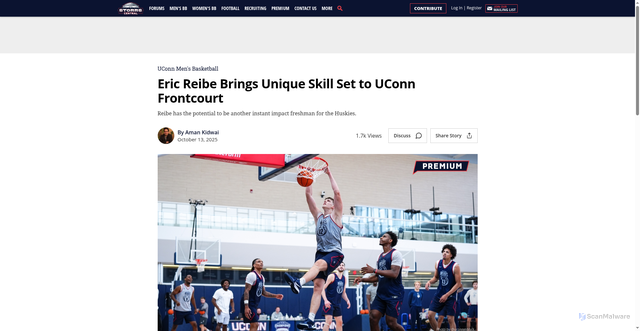 Security scan screenshot of https://storrscentral.com/s/1325/eric-reibe-brings-unique-skill-set-to-uconn-frontcourt