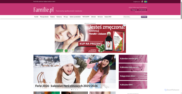 Security scan screenshot of https://familie.pl