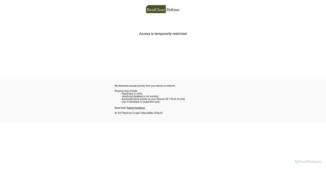 Security scan screenshot of https://realcleardefense.com