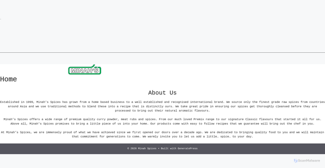 Security scan screenshot of https://minahspices.com