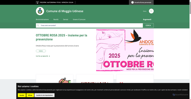 Security scan screenshot of https://www.comune.moggioudinese.ud.it/