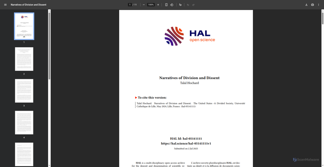 Security scan screenshot of https://hal.science/hal-05141111v1/document