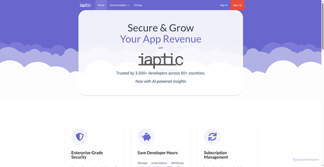 Security scan screenshot of https://iaptic.com