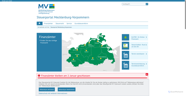Security scan screenshot of https://www.steuerportal-mv.de/