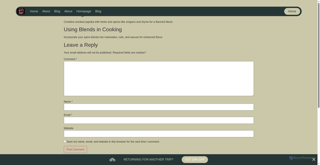 Security scan screenshot of https://smokeypaprika.com/the-art-of-spice-blending/