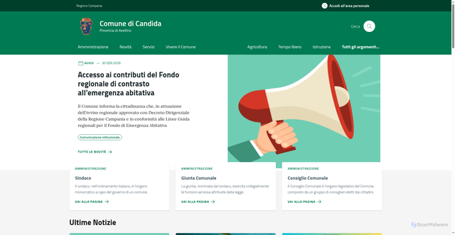 Security scan screenshot of https://comune.candida.av.it/