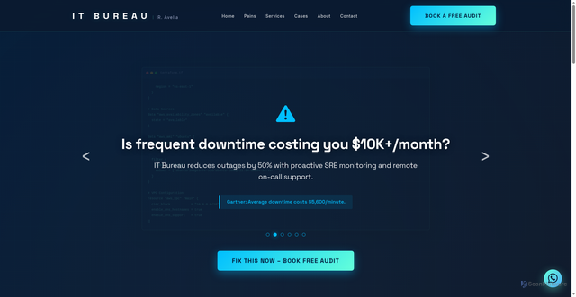 Security scan screenshot of https://itbureau.io/