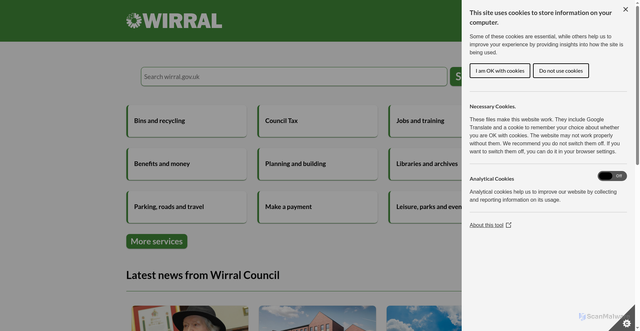 Security scan screenshot of https://www.wirral.gov.uk/