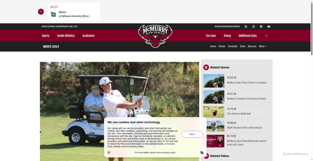 Security scan screenshot of https://mcmurrysports.com/news/2025/10/22/mens-golf-war-hawks-show-grit-in-abilene-intercollegiate.aspx