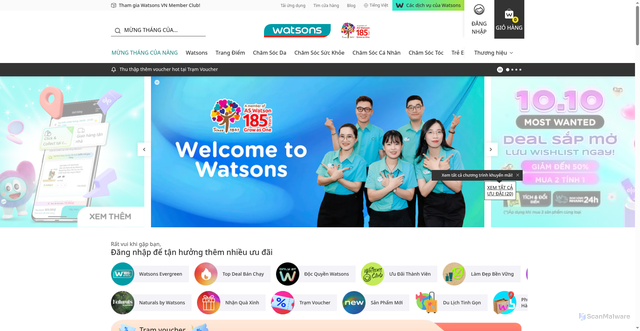 Security scan screenshot of https://watsons.vn
