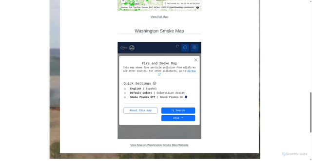 Security scan screenshot of https://www.nwfirescience.org/current-fire-information