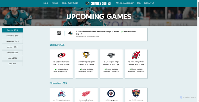 Security scan screenshot of https://www.sharkssuites.com/events/