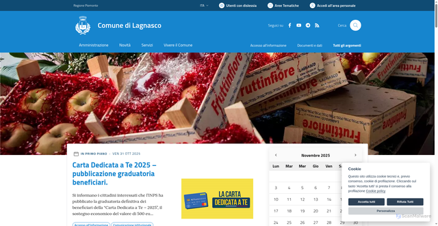 Security scan screenshot of https://www.comune.lagnasco.cn.it/