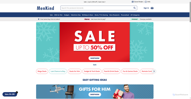 Security scan screenshot of https://menkind.co.uk