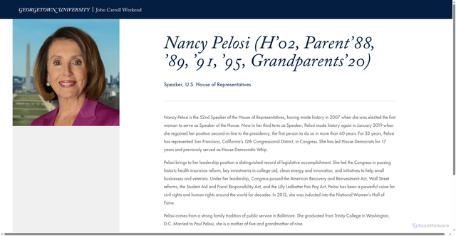 Security scan screenshot of https://jcw.georgetown.edu/speaker/nancy-pelosi/