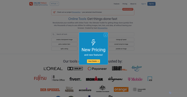 Security scan screenshot of https://onlinetools.com