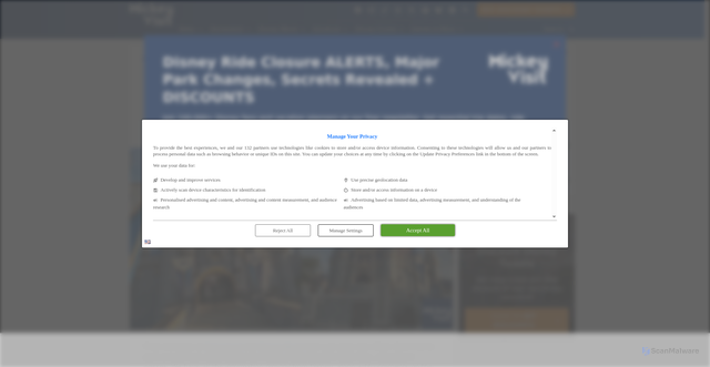 Security scan screenshot of https://mickeyvisit.com/disneyland-disney-world-price-increase-october-8-2025/
