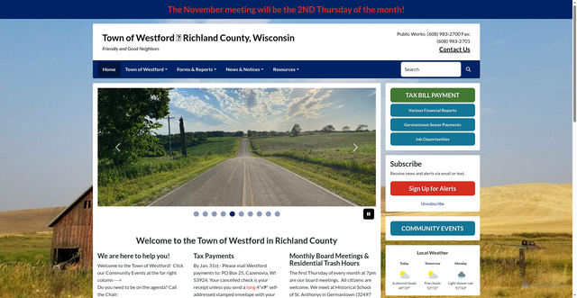 Security scan screenshot of https://westfordwi.gov/