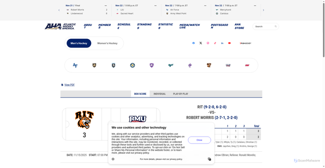 Security scan screenshot of https://atlantichockeyamerica.com/boxscore.aspx?id=7ltyipP022aUJKmSgYVs3wXi7up73ghniwD5ElWyd07J7BNseBaMQePf0fY%2F3yUPCzacVROk7BdimcvnW7SX5Wj%2BbTArWHVHY%2FOhJMkFey1Q7vh1RgC7NUR1T%2Bom6t4xmkJaX8ElZFa2jJTj9ADyzDV7bs%2BUgWzyZfo5J8yrUwY%3D&path=mhockey