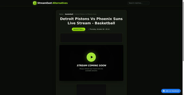Security scan screenshot of http://streameastxyz.online/live/basketball/detroit-pistons-vs-phoenix-suns/detroit-pistons-vs-phoenix-suns-2601619/