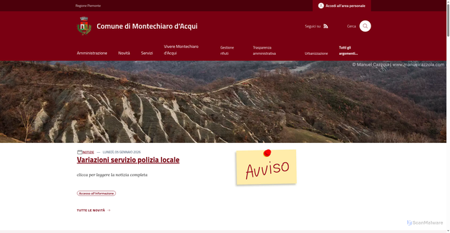 Security scan screenshot of https://www.comune.montechiarodacqui.al.it/