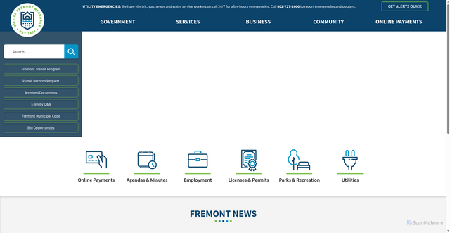 Security scan screenshot of https://fremontne.gov/