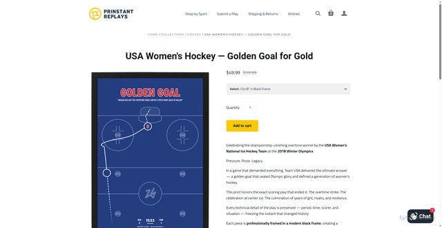Security scan screenshot of https://www.prinstantreplays.com/products/usa-womens-hockey-golden-goal?srsltid=AfmBOopZDpO7g8s3zRpvE9ylwD0vXf1xkR4g0dcmaneolMeihoWsb9gk
