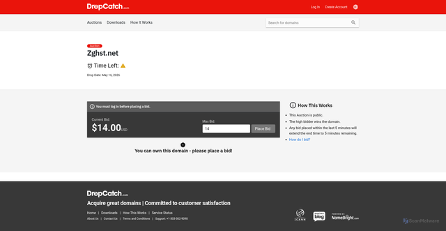 Security scan screenshot of http://zghst.net/