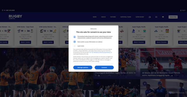 Security scan screenshot of https://www.rugby.com.au/