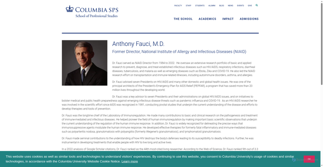 Security scan screenshot of https://sps.columbia.edu/person/anthony-fauci-md