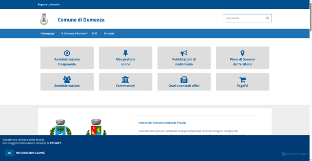 Security scan screenshot of https://www.comune.dumenza.va.it