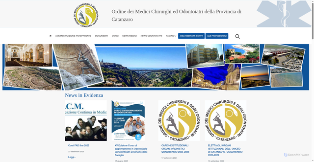 Security scan screenshot of https://www.ordinedeimedicicz.it/