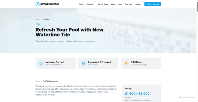 Security scan screenshot of https://lp2601241041-david-resurface-m6rz8v.pages.dev/pool-tile/
