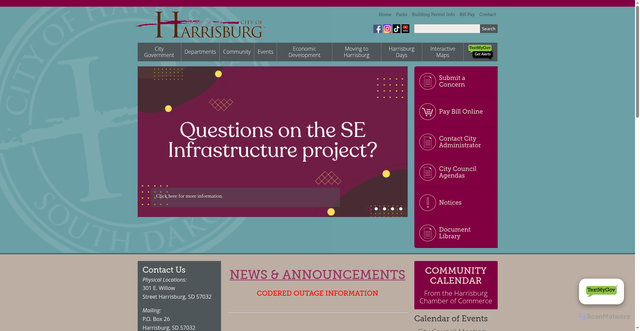 Security scan screenshot of https://harrisburgsd.gov/