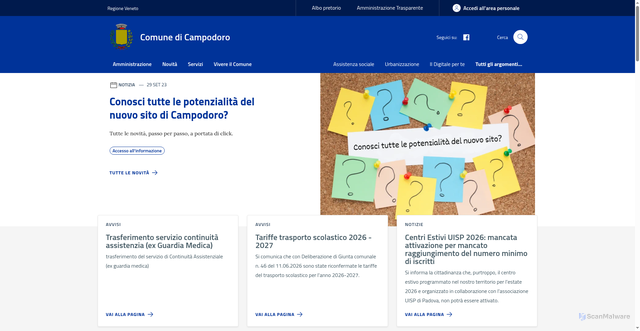 Security scan screenshot of https://www.comune.campodoro.pd.it