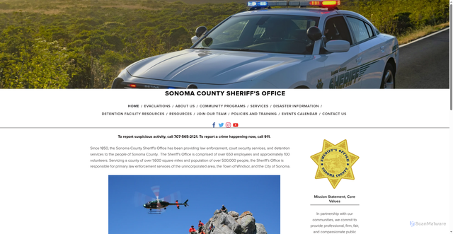 Security scan screenshot of https://www.sonomasheriff.org/