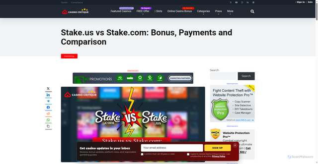 Security scan screenshot of https://casinocritique.com/gambling-news/stake-us-vs-stake-com/
