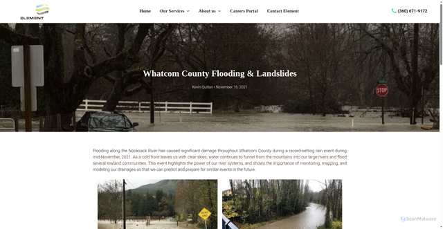 Security scan screenshot of https://www.elementsolutions.org/whatcom-county-flooding-landslides