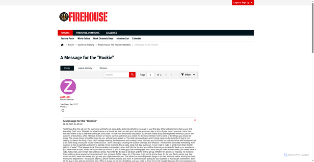Security scan screenshot of https://forums.firehouse.com/forum/careers-training/probie-house-the-place-for-newbies/2071805-a-message-for-the-rookie