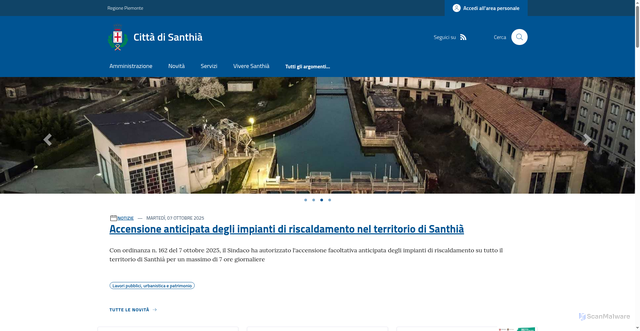 Security scan screenshot of https://www.comune.santhia.vc.it/