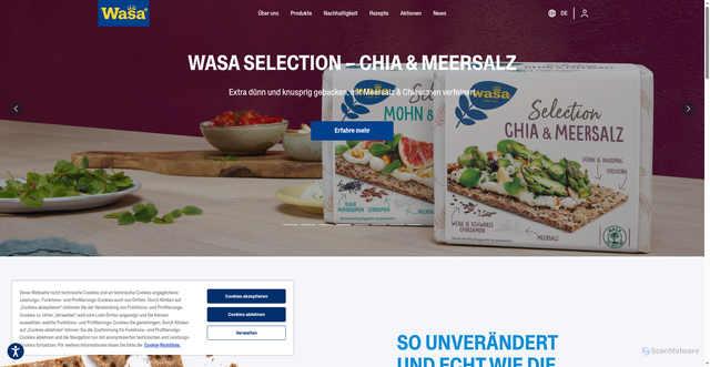 Security scan screenshot of https://www.wasa.com/