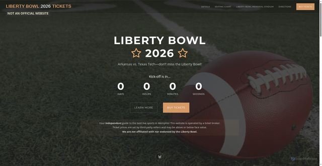 Security scan screenshot of https://www.libertybowl2023.com/