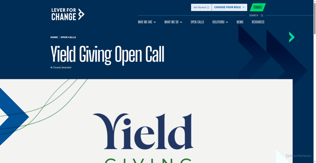 Security scan screenshot of https://leverforchange.org/open-calls/yield-giving-open-call/